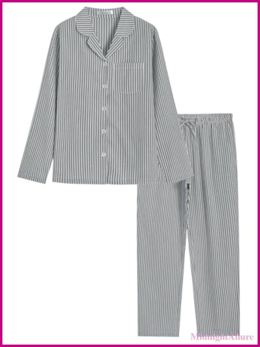 Women's Cotton Long Sleeve Pajama Set Button Down Seersucker Pj Set